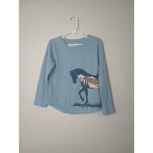Carhartt Blue Horse Long Sleeve T-Shirt Girls Youth Size 6